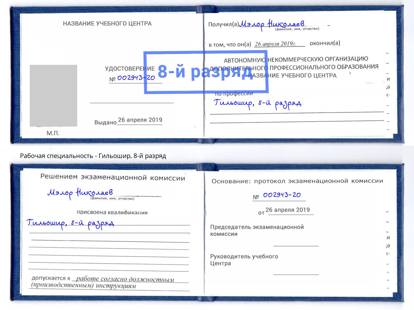 корочка 8-й разряд Гильошир Чебаркуль